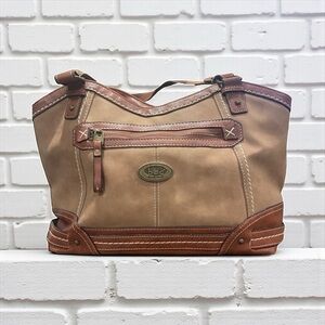 b.o.c. Tan and Brown Leather Tote Bag casual, contemporary stylish, and spacious